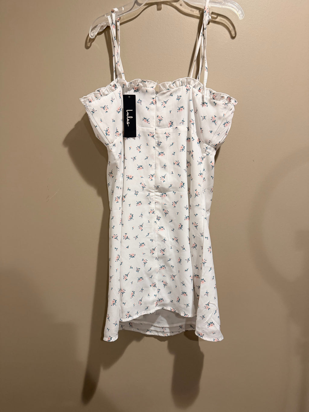 NWT Lulu's White Mini Dress with Blue & Pink Floral Print