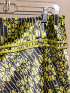Ted Baker Silk Cotton Floral Midi Skirt Size 4 Yellow Gray