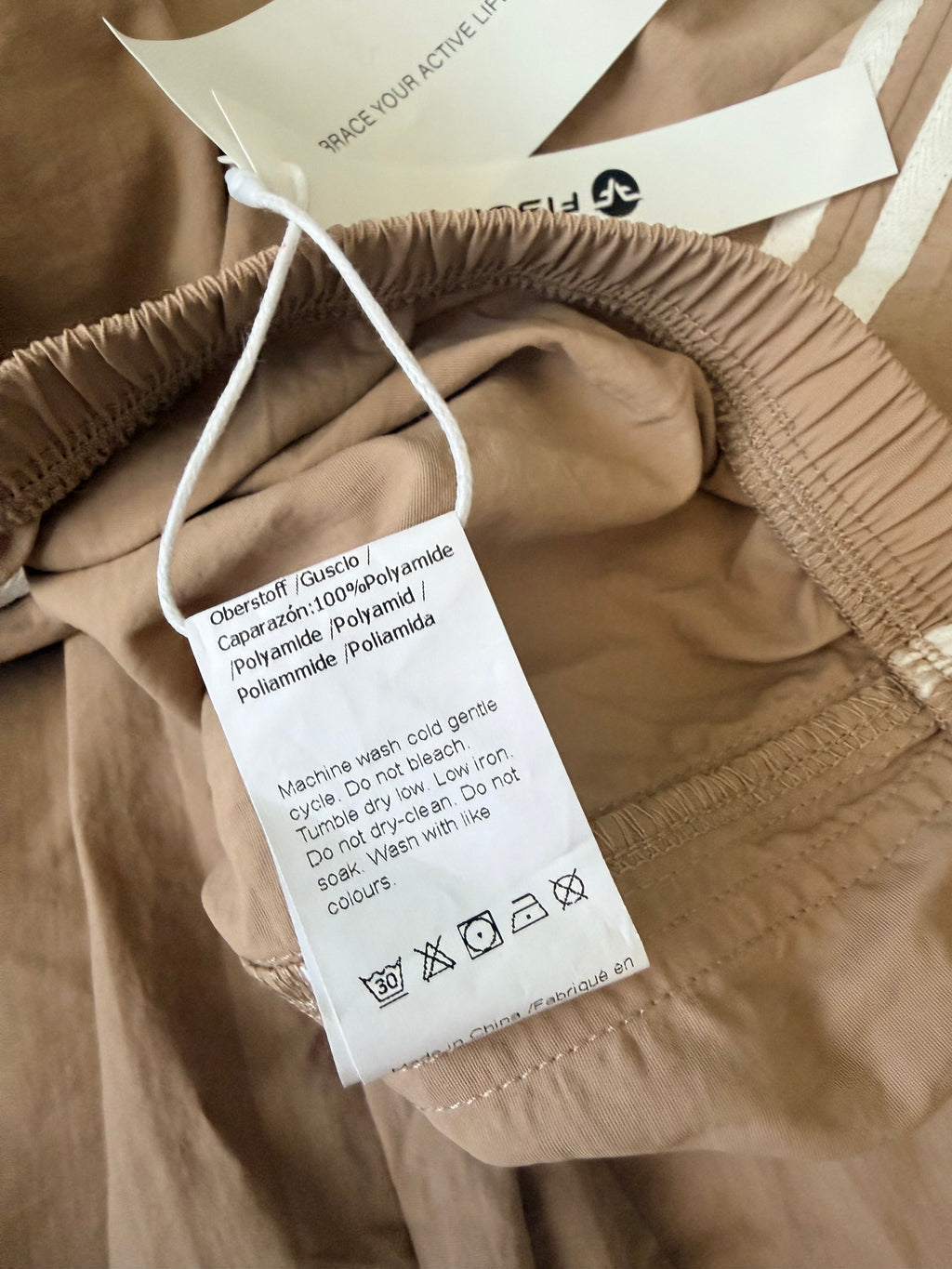 NWT Fisoew Khaki Parachute Cargo Pants Side Tie Wide Leg Size L
