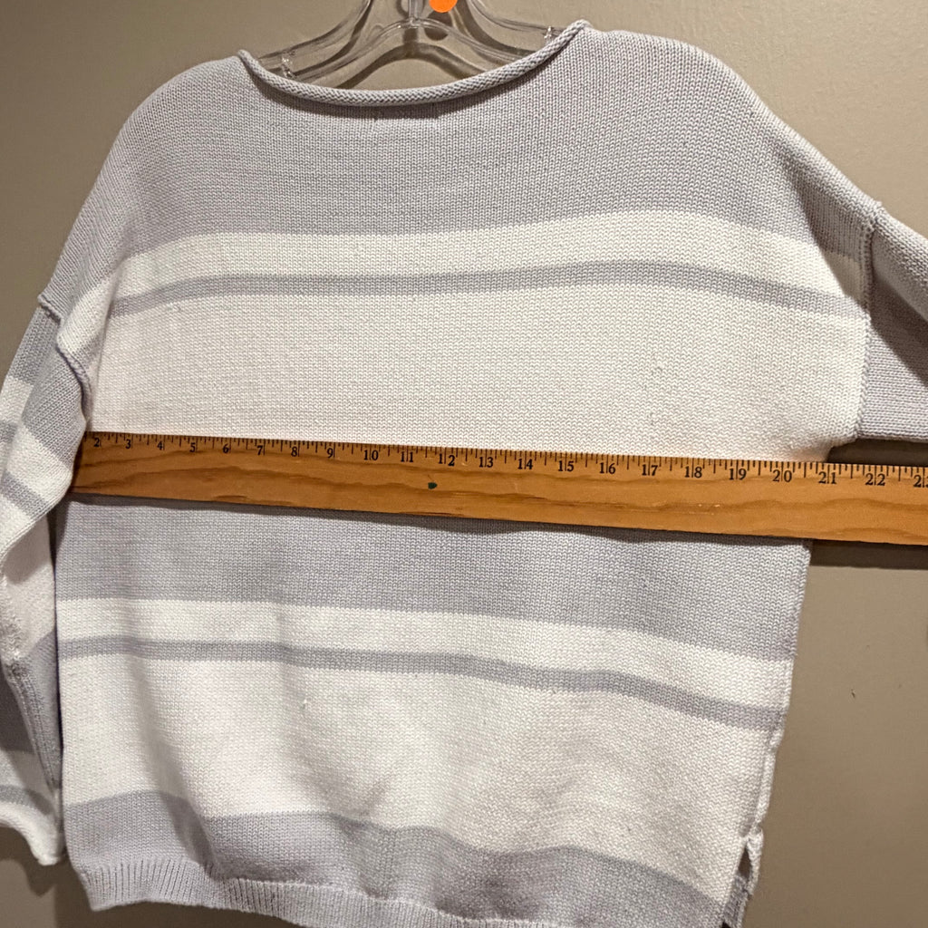 Lou & Grey Striped Crewneck Sweater - White & Light Gray