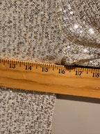 Lucky Brand Sequin Top S Champagne Silver Long Sleeve Holiday Party