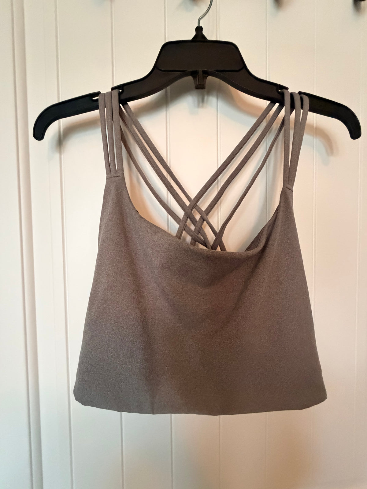 Athleta Gray Strappy Criss Cross Back Tank Built In Bra