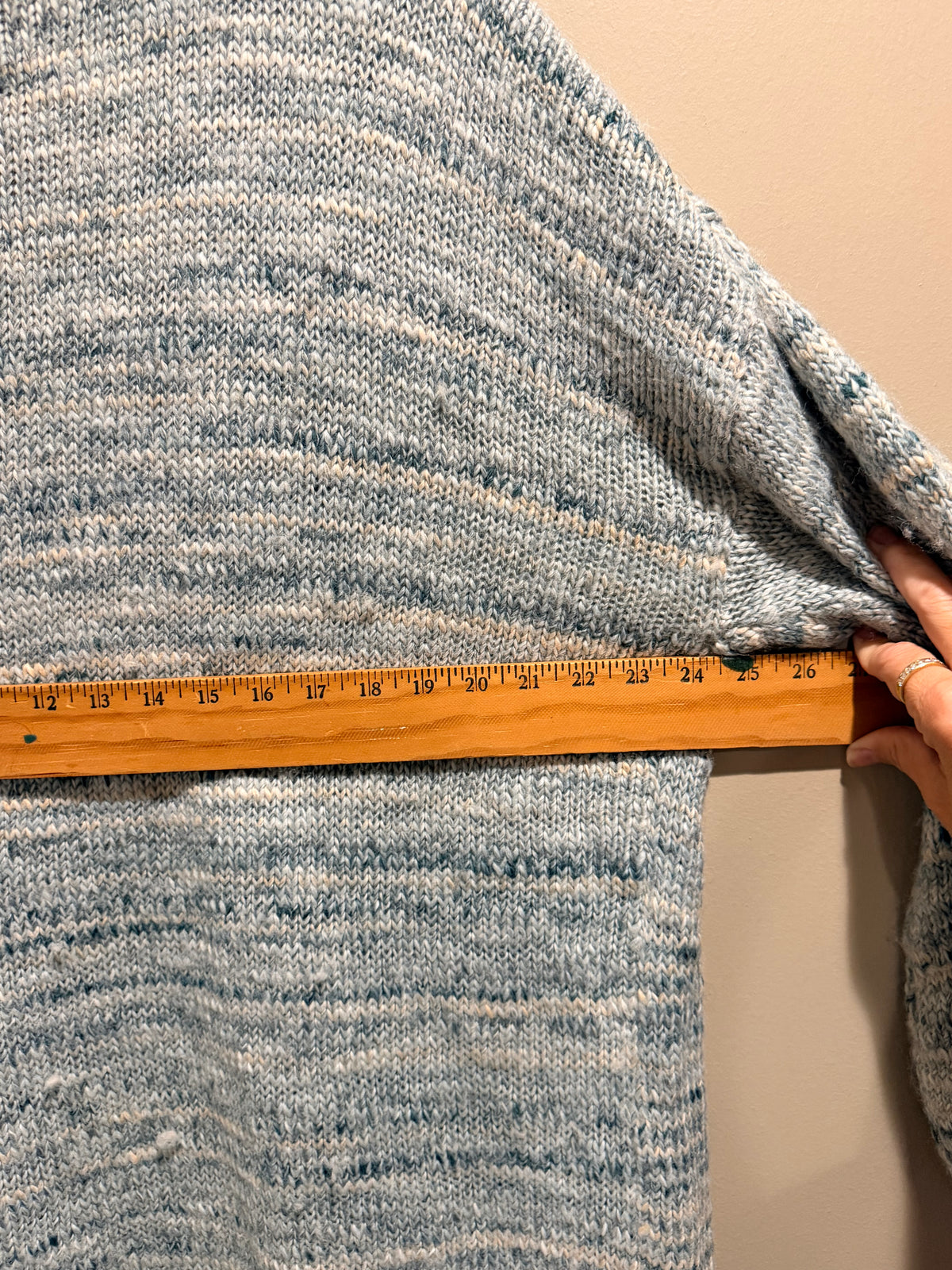 Lovestitch Wool Blend Long Cardigan Duster Blue Cream M/L