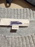 LOFT Petites Striped Crewneck Sweater Gray Ivory Side Slit SP