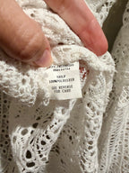 Davi & Dani White Crochet Lace Tunic Top L Boho Scallop Festival