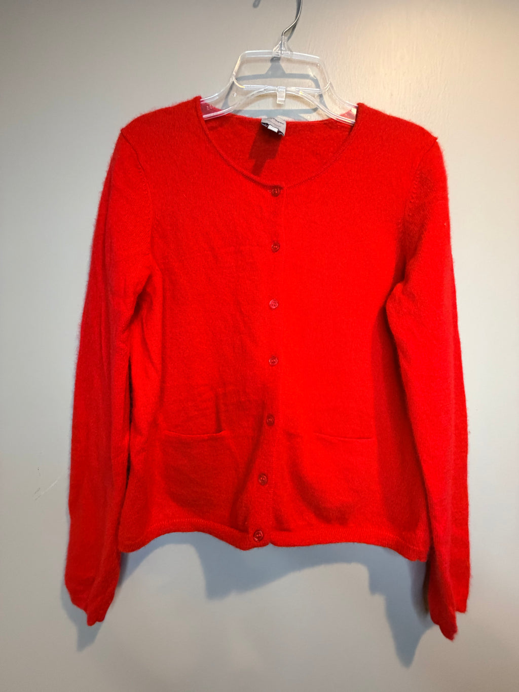 Cashmere Red Button-Front Cardigan Sweater