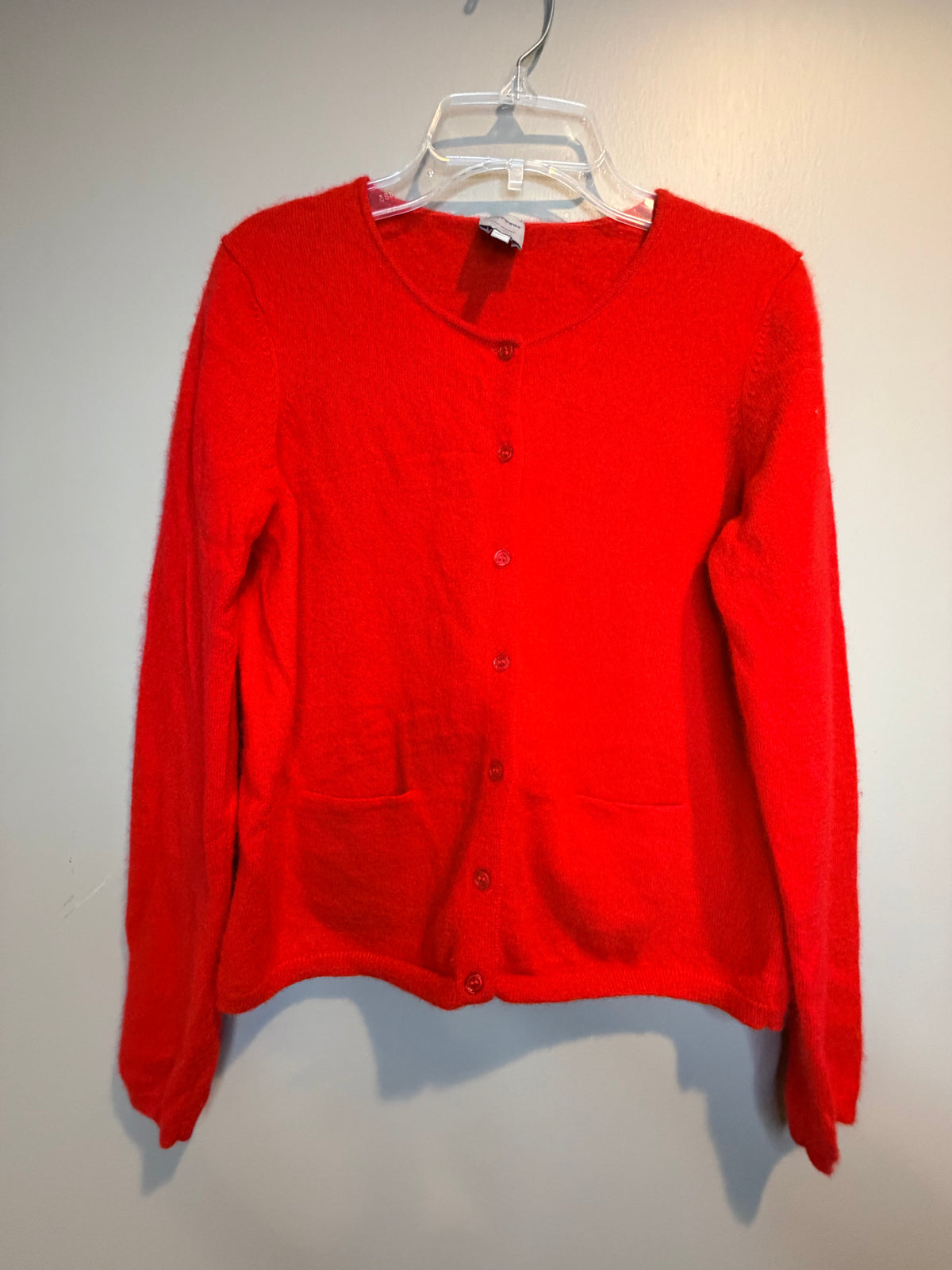 Cashmere Red Button-Front Cardigan Sweater