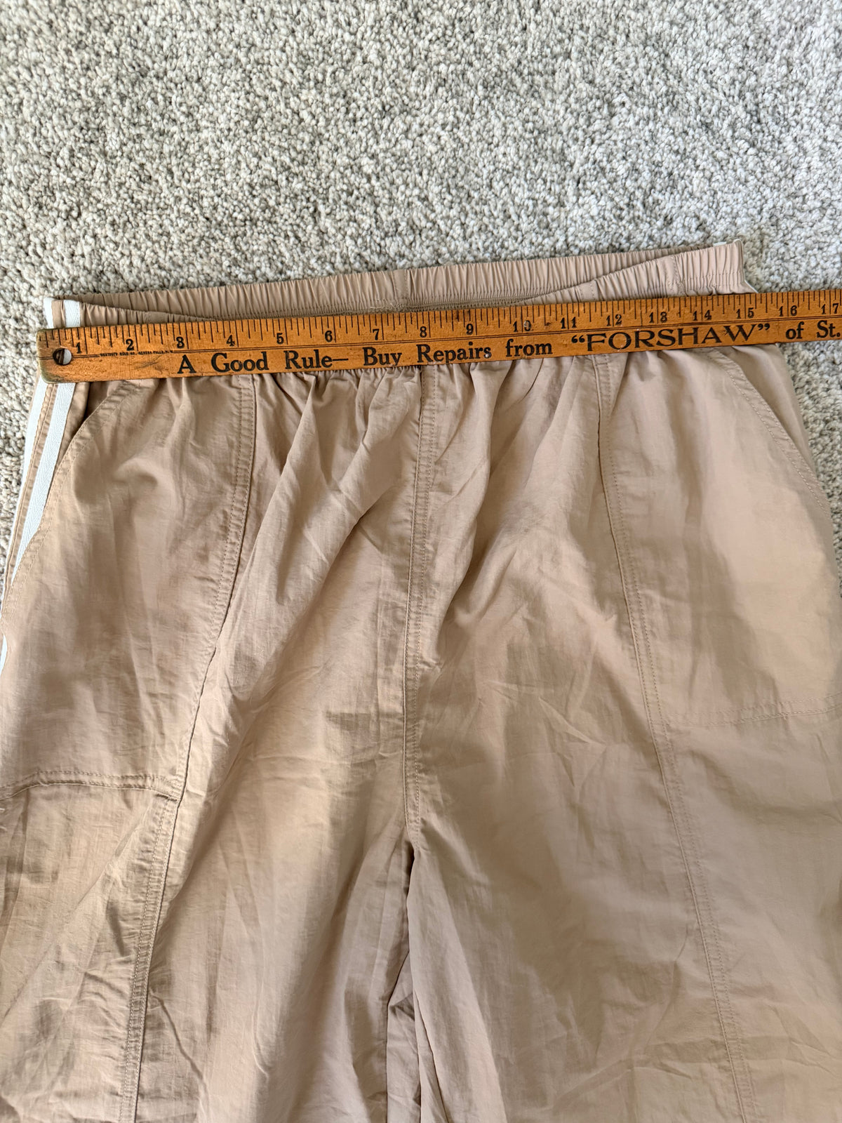 NWT Fisoew Khaki Parachute Cargo Pants Side Tie Wide Leg Size L