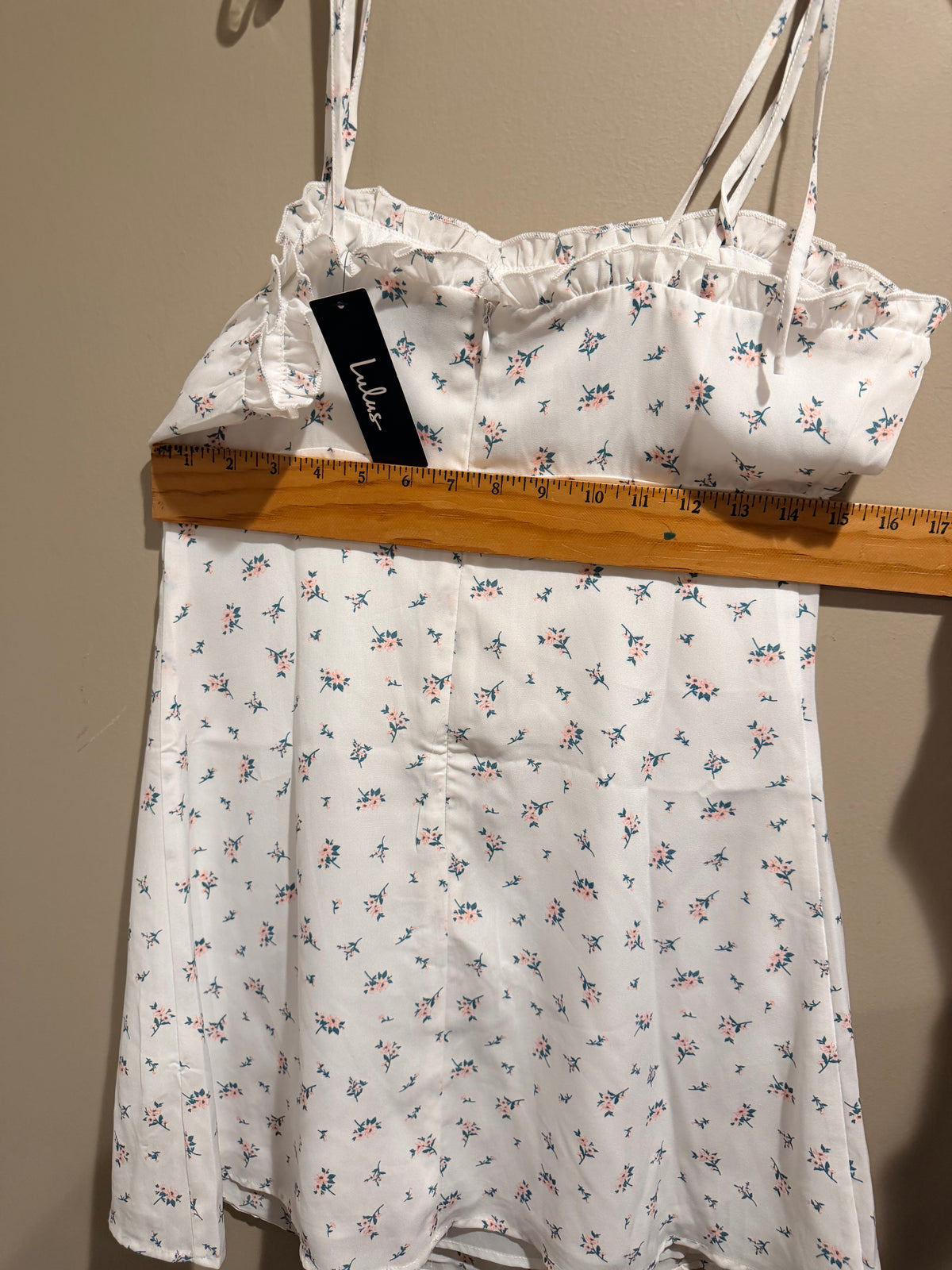 NWT Lulu's White Mini Dress with Blue & Pink Floral Print