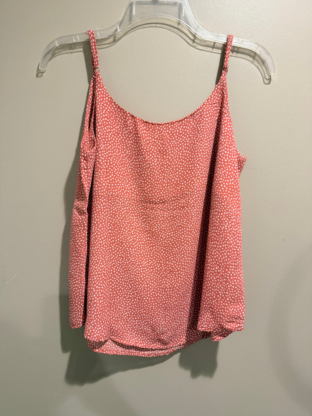 Blu Pepper Coral-Pink Polka Dot Camisole with Adjustable Straps