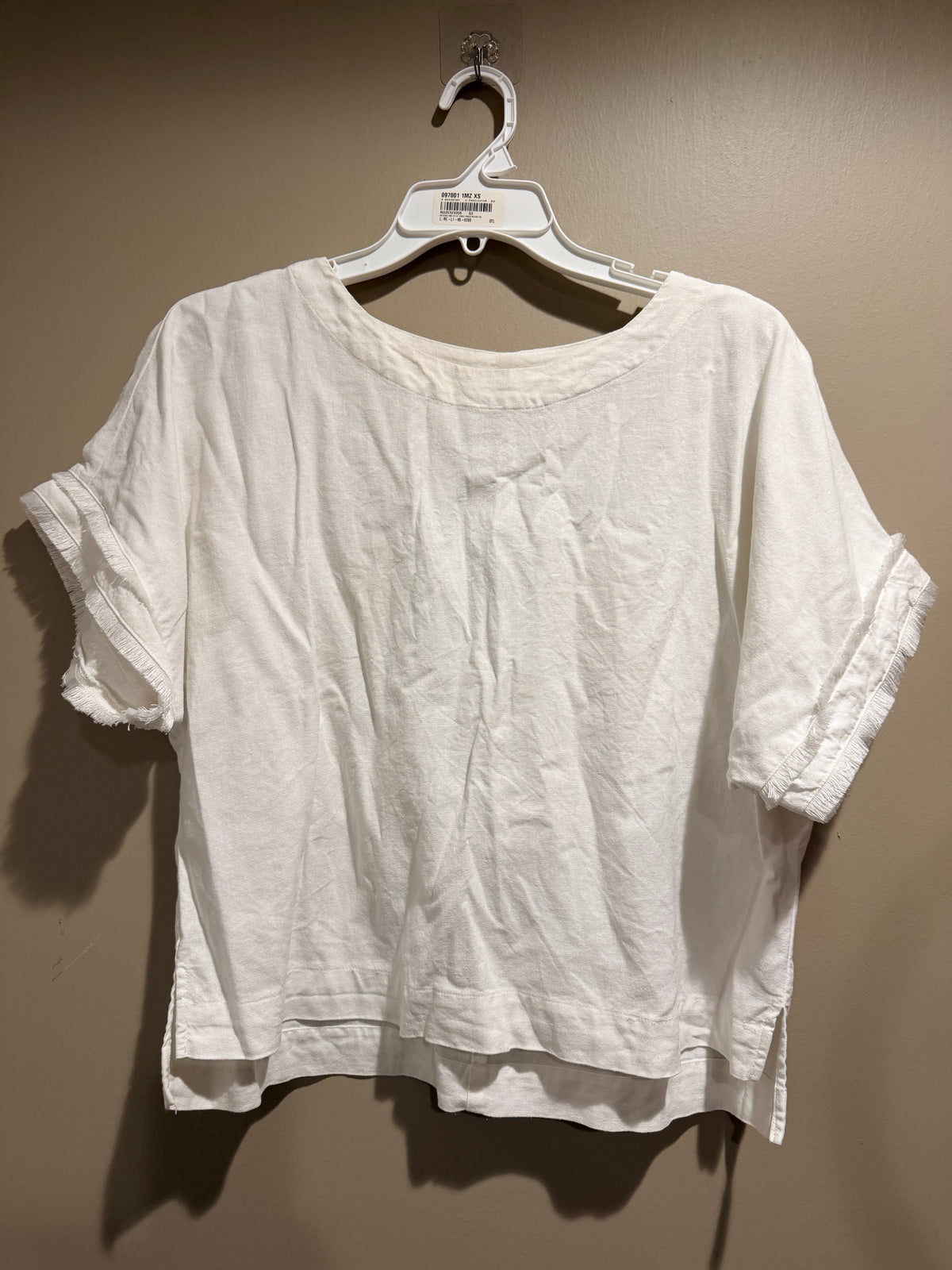 Anne Klein White Short Sleeve Linen-Blend Tee