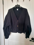 PINK Victoria's Secret Black V‑Neck Button Front Cardigan
