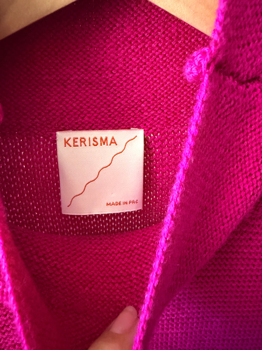 Kerisma Oversized Poncho Sweater Magenta Pink Mock Neck Dolman Sleeve
