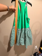 Daily Practice Green Striped Mixed Media Swing Dress Tunic Lagenlook M