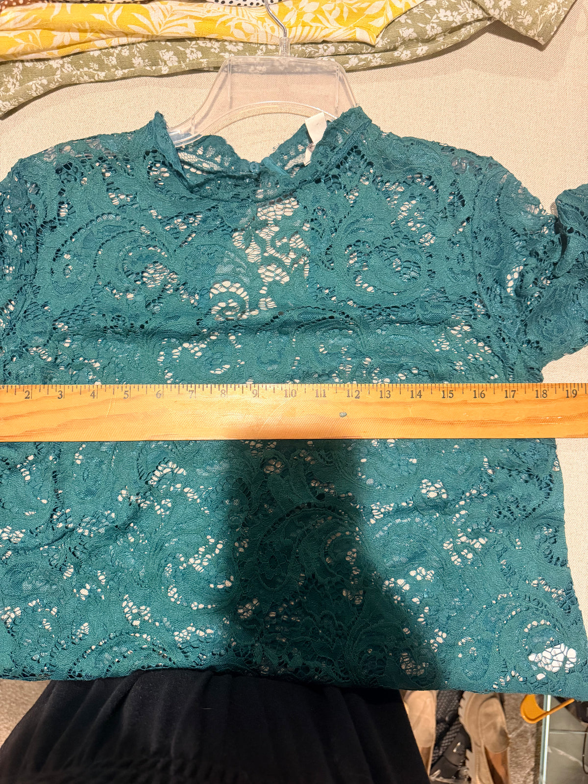 Cato Teal Lace Long Sleeve Blouse