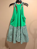 Daily Practice Green Striped Mixed Media Swing Dress Tunic Lagenlook M