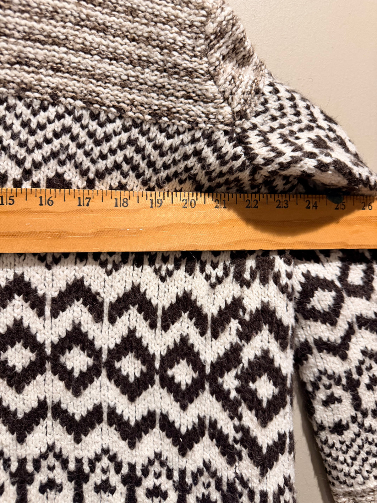 American Eagle Fair Isle Long Cardigan Sweater Brown Cream Boho M