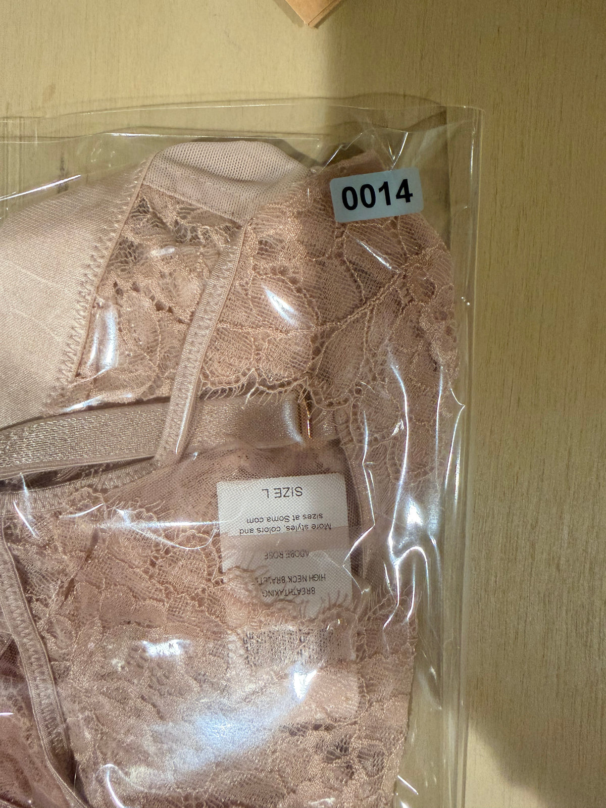 Soma Breathtaking High Neck Lace Bralette Adore Rose Size L NWT
