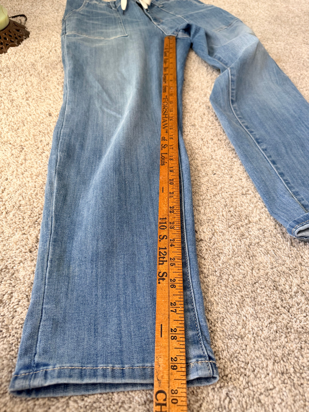 Judy Blue Jeans 9/29 Drawstring Waist Patch Pocket Relaxed Boyfriend Denim
