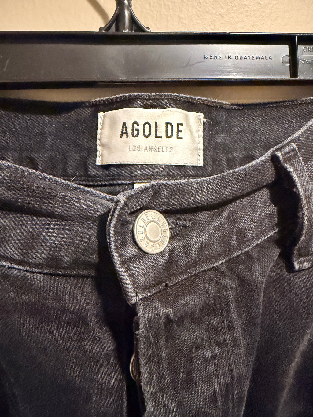 Agolde Black Straight-Leg Jeans with Knee Slit