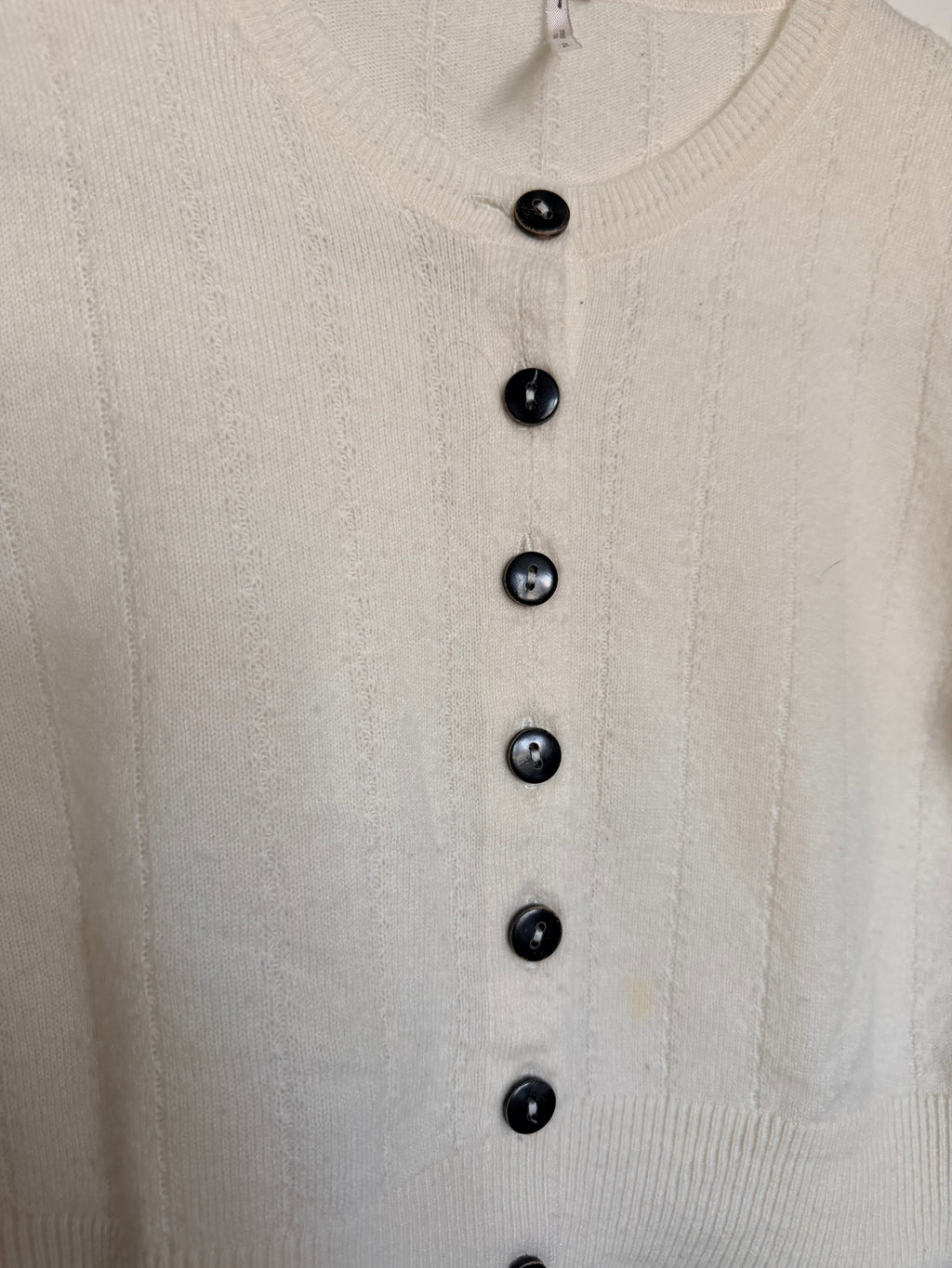 Free People Cashmere Cream Short Sleeve Cardigan Button S/M
