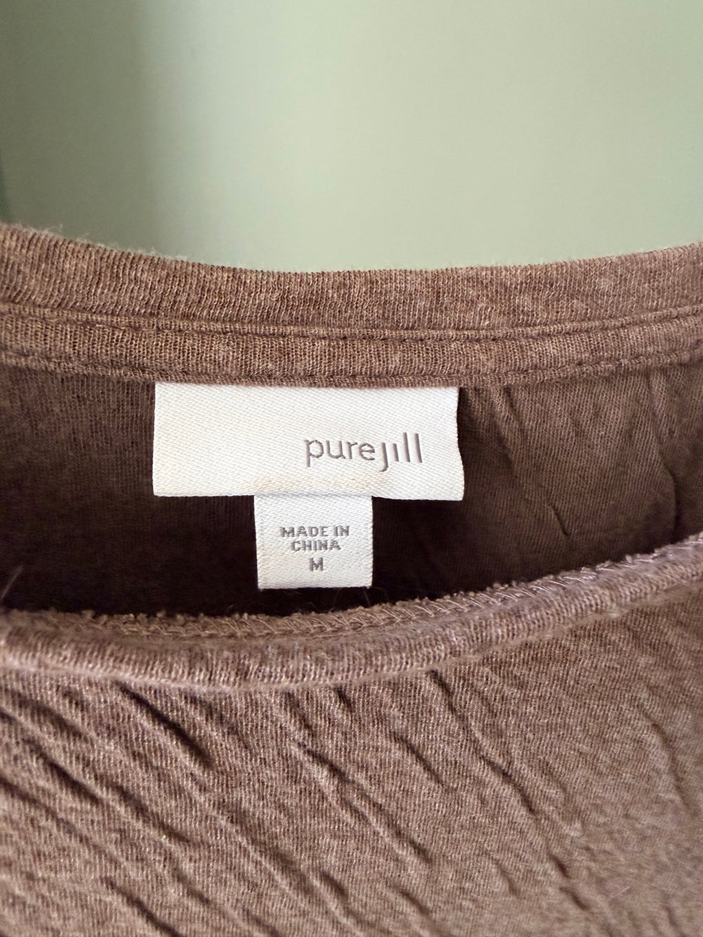 Pure Jill J.Jill brown textured cotton midi dress brand and size label