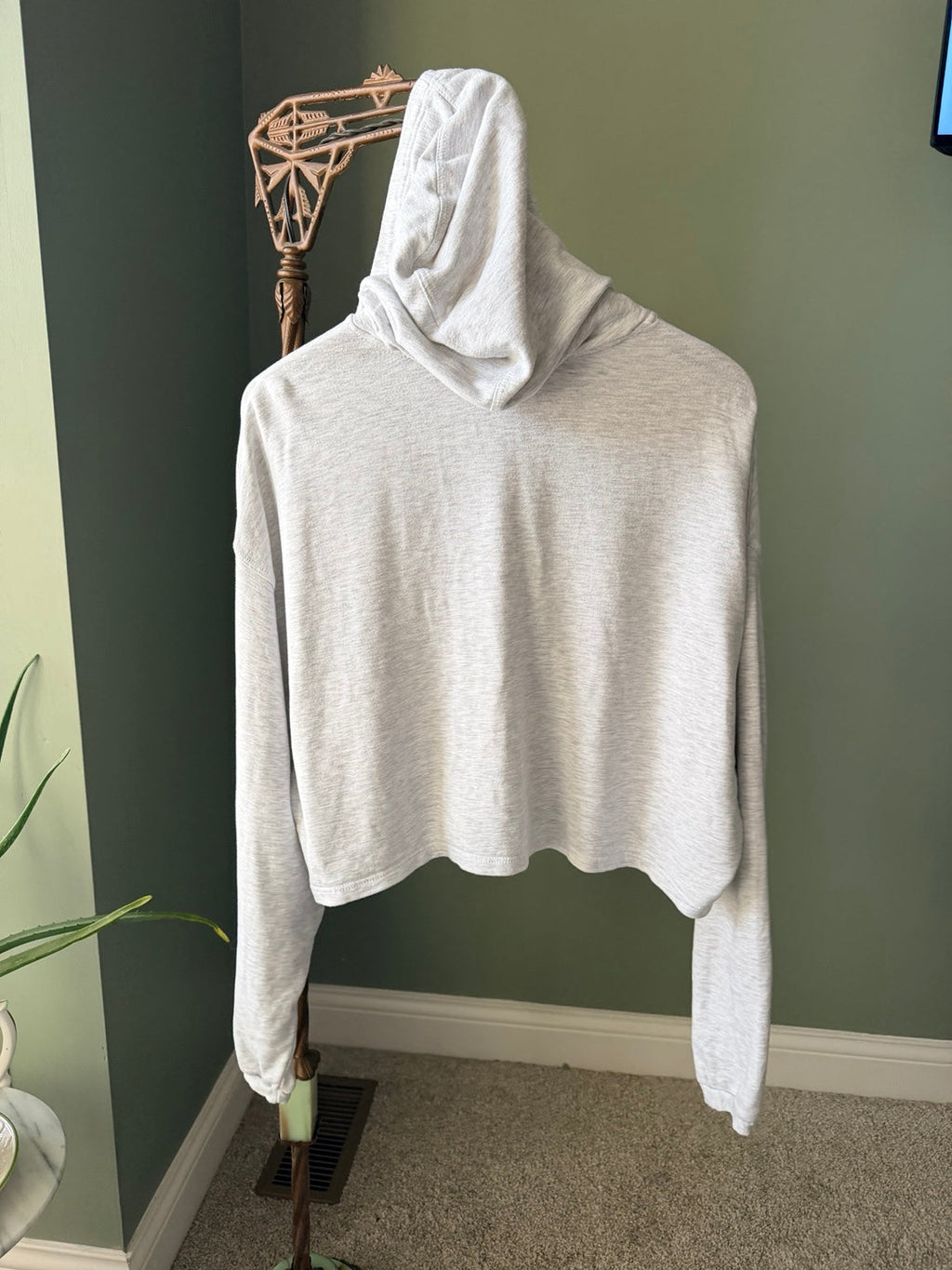 Garage heather gray cropped hoodie back