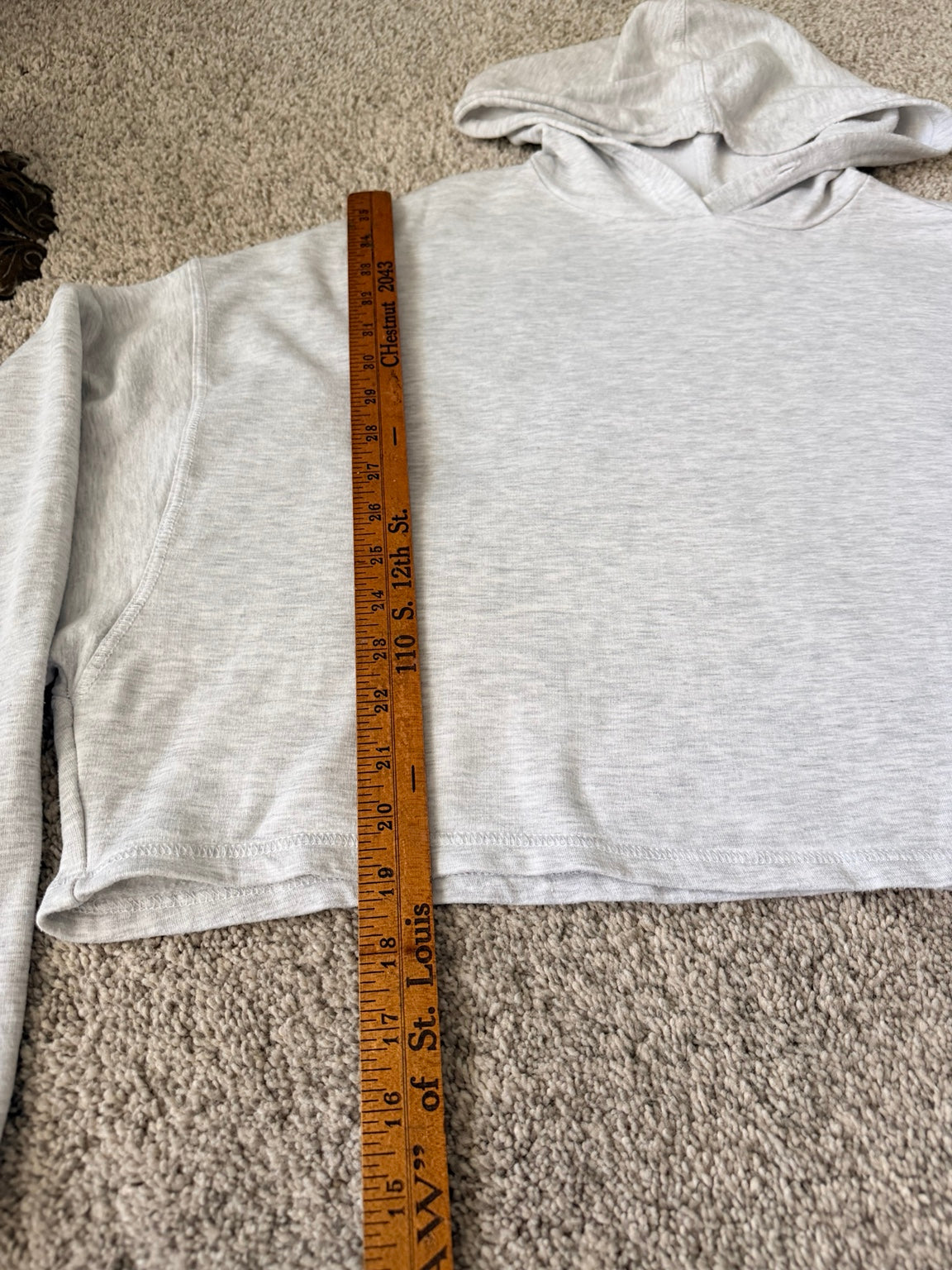 Garage cropped hoodie length measurement