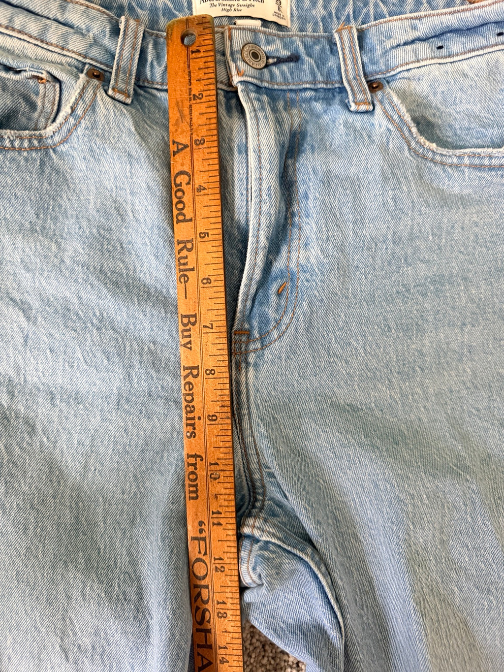 Abercrombie Curve Love distressed jeans detail