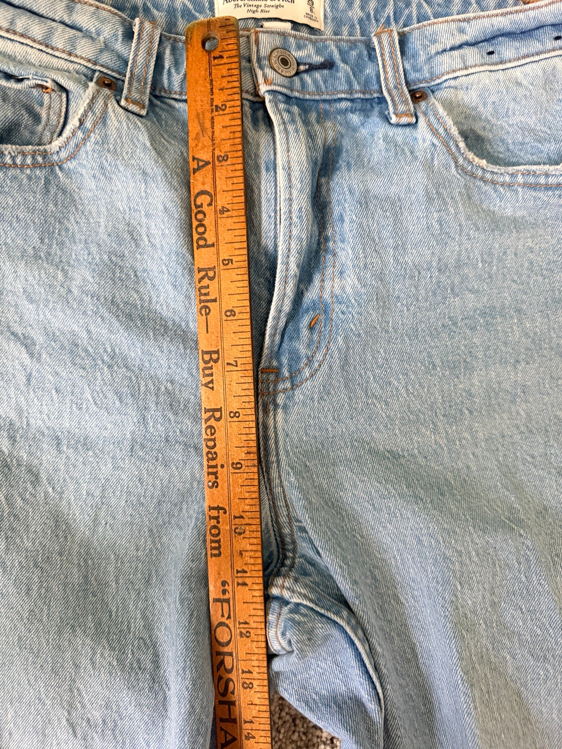 Abercrombie Curve Love distressed jeans detail
