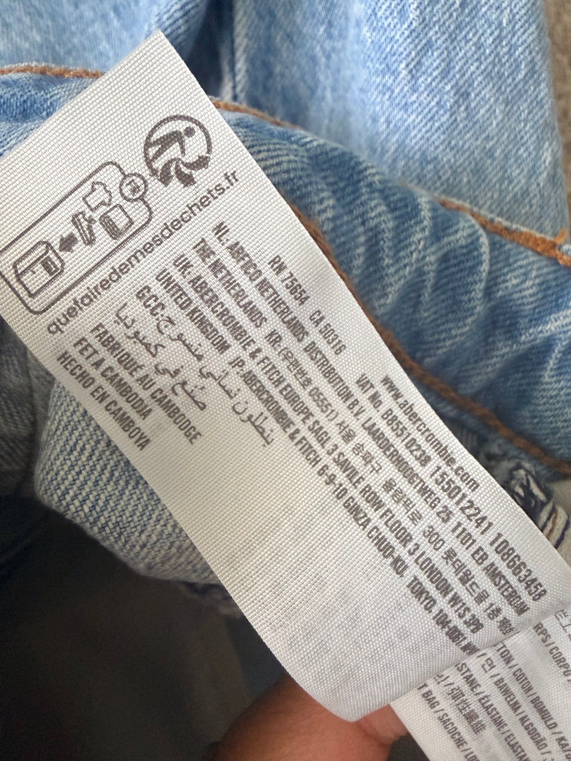 Abercrombie Curve Love jeans waist measurement