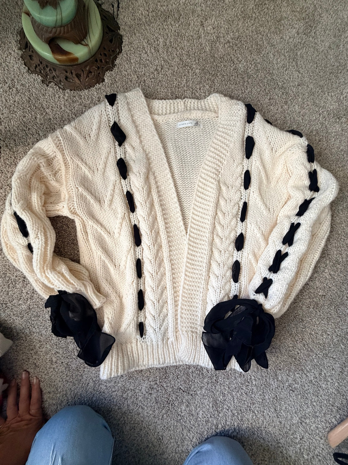 Altar'd State cream cardigan condition detail