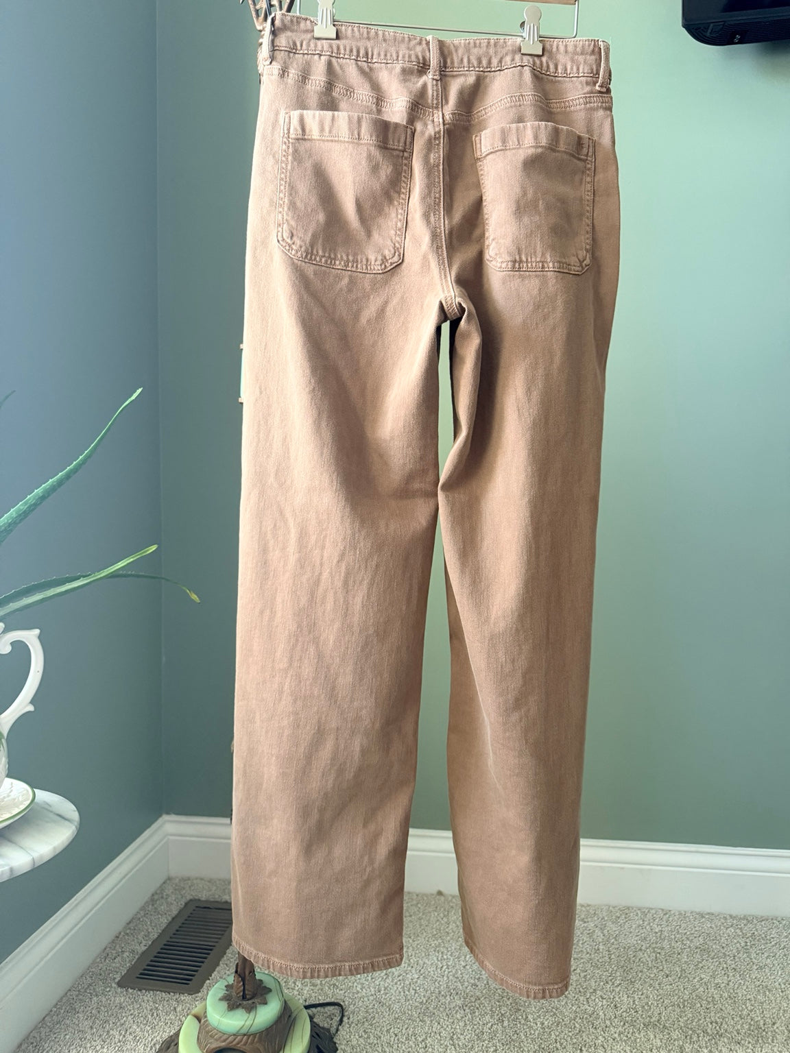 American Eagle brown high rise wide leg utility pants size 8 back