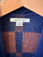 American Eagle plaid cardigan size label
