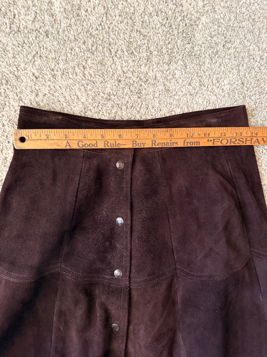Chocolate brown leather skirt waist measurement