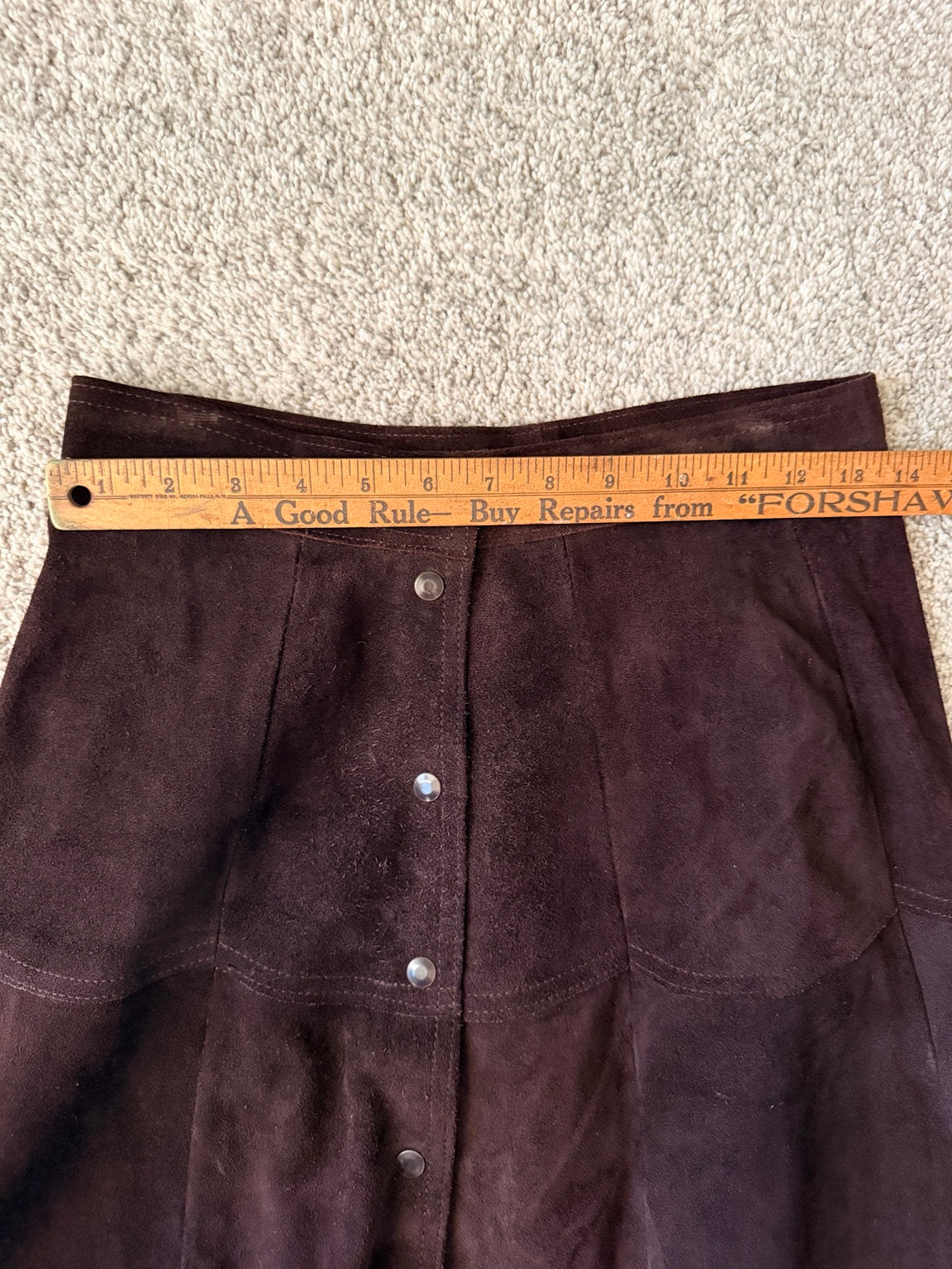 Chocolate brown leather skirt waist measurement