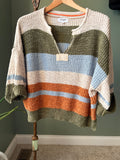 ee:some Los Angeles Colorblock Striped Open Knit Sweater Top Size M Boho