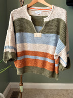 ee:some Los Angeles colorblock striped open knit sweater front