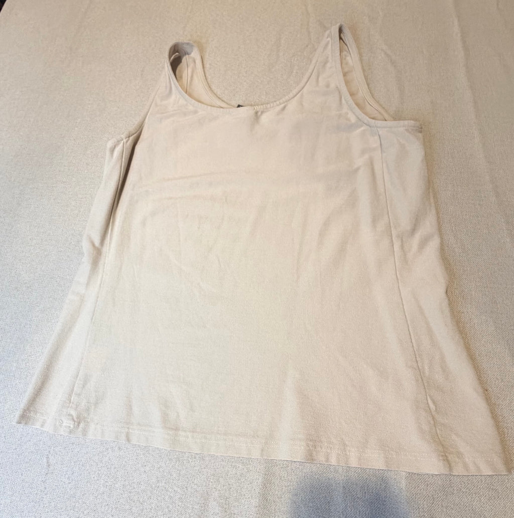 Eileen Fisher beige cream scoop neck tank top size XS front