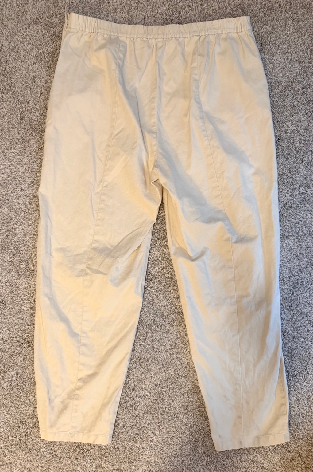 Eileen Fisher cream organic cotton hemp tapered pants back