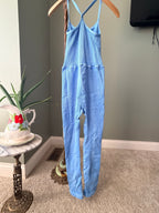 FP Movement blue ribbed jumpsuit back