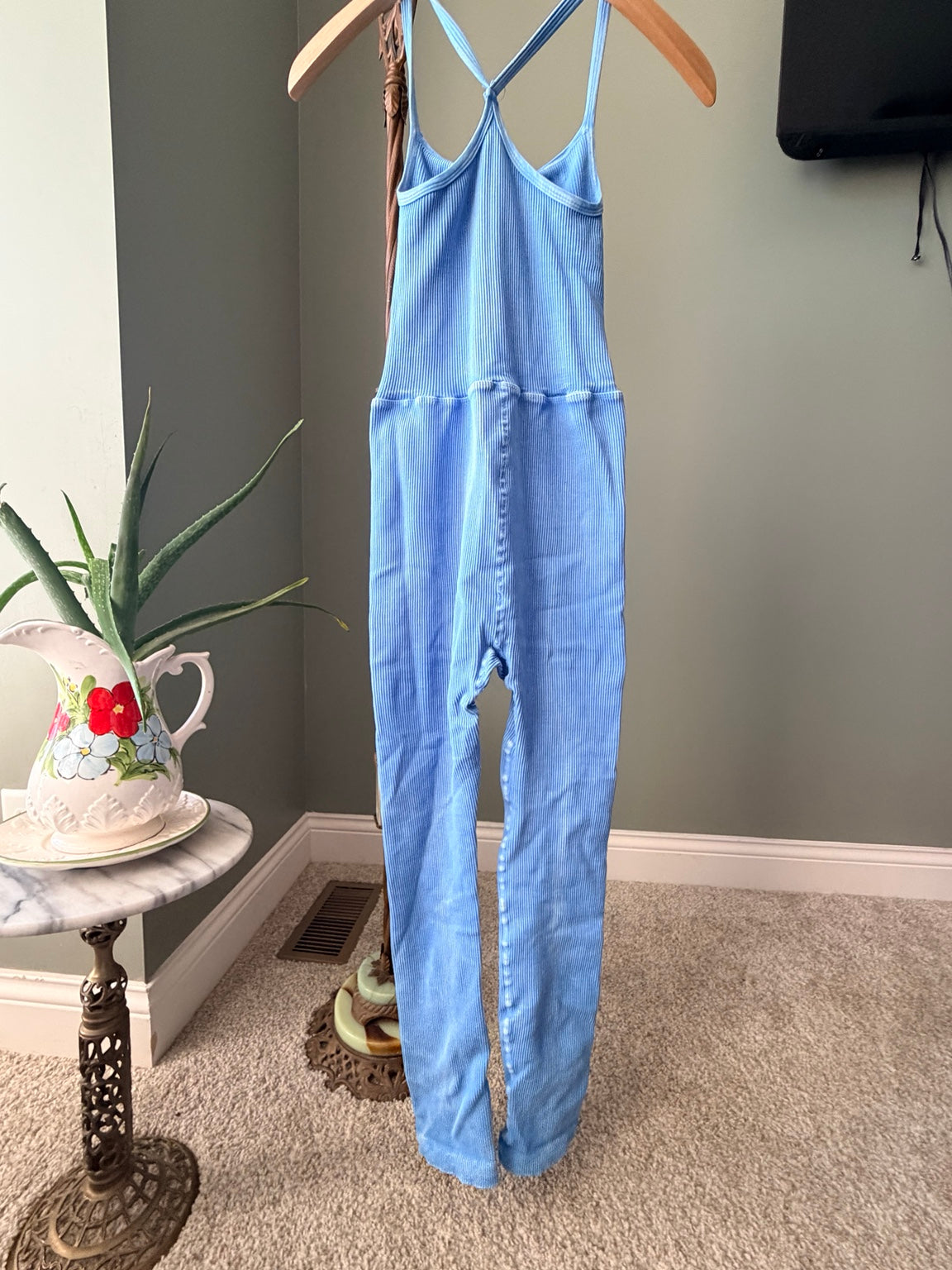 FP Movement blue ribbed jumpsuit back