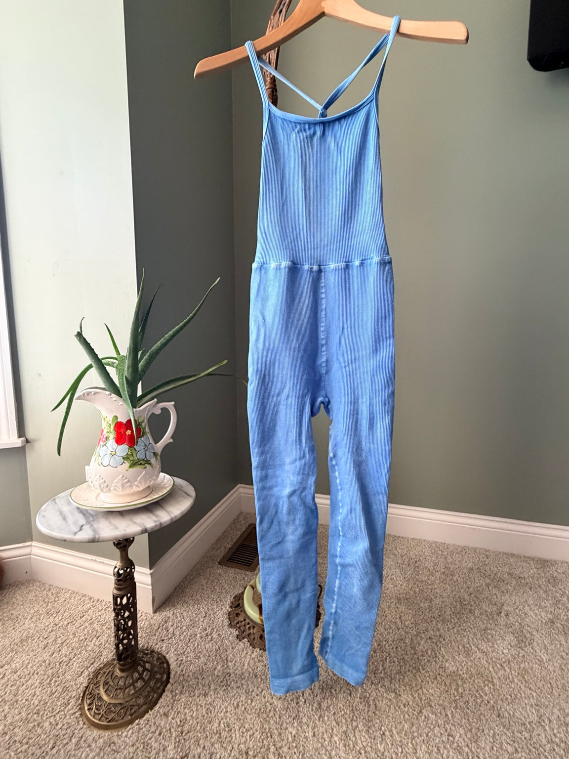 FP Movement blue ribbed jumpsuit front