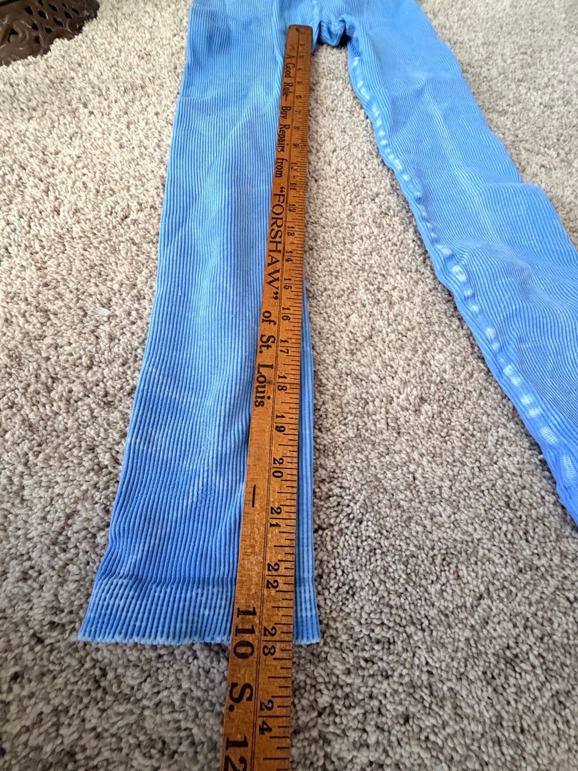 FP Movement blue ribbed jumpsuit inseam measurement