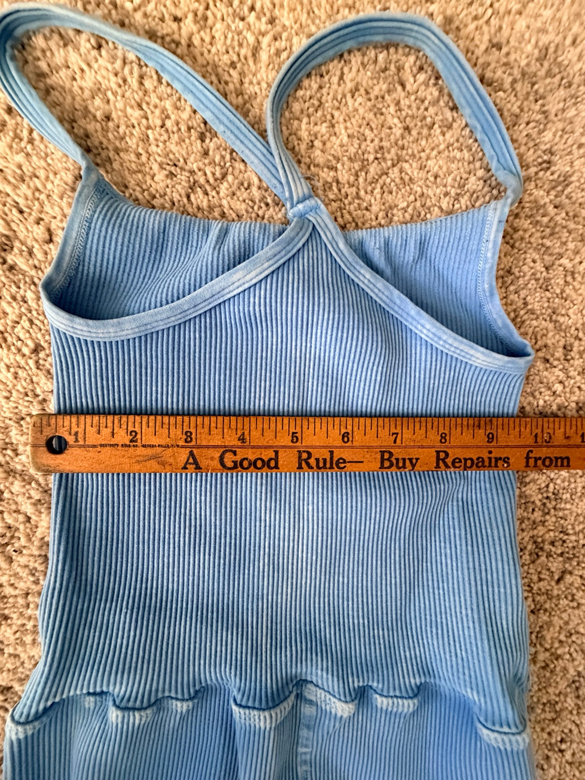 FP Movement blue ribbed jumpsuit chest measurement