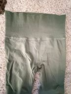 Free People Movement olive green seamless bra and leggings set