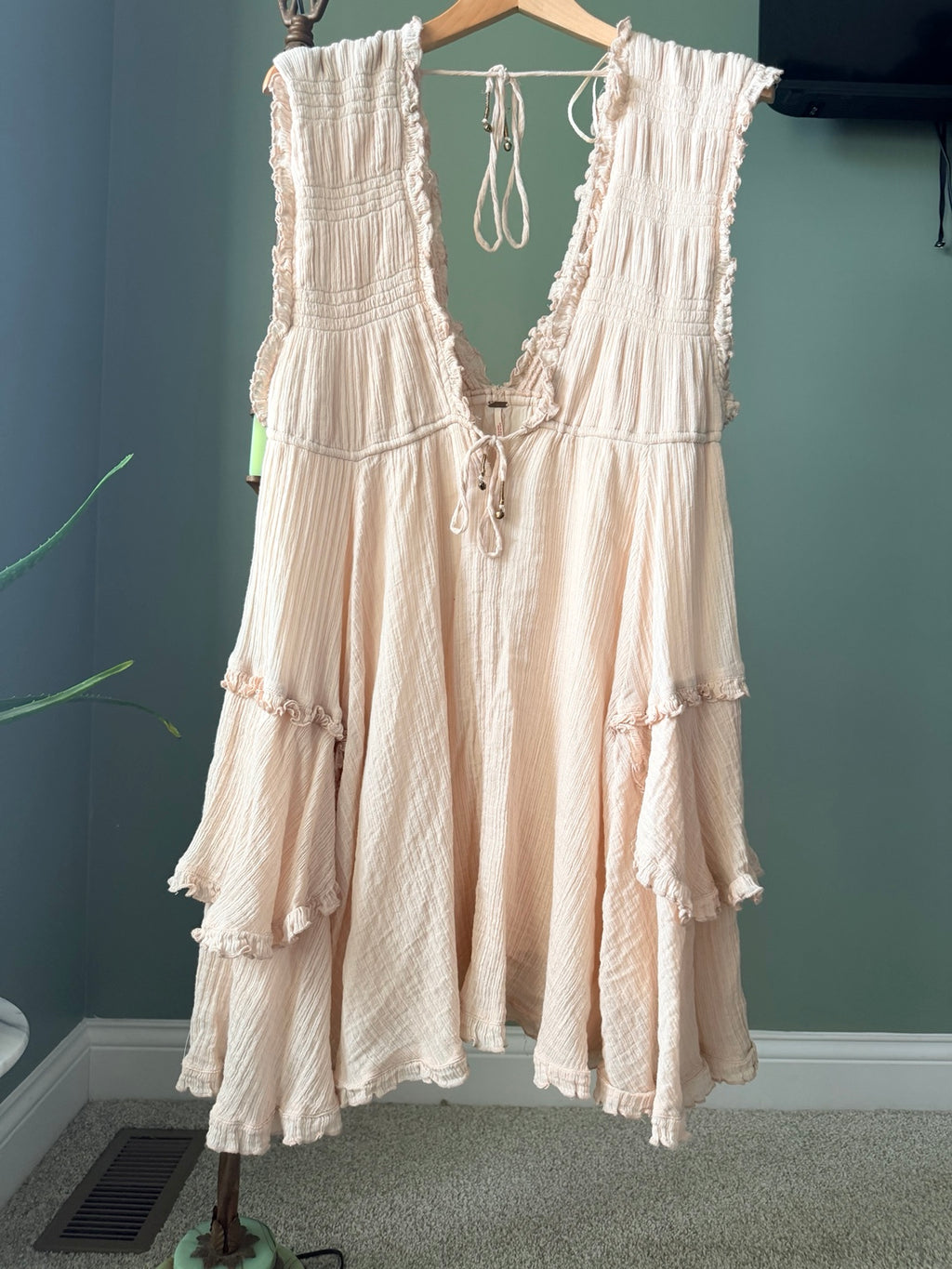 Free People blush pink boho maxi dress size M front