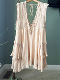 Free People Blush Pink Lace Trim Boho Maxi Dress Size M