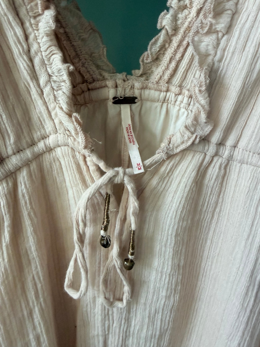 Free People blush maxi dress size M label and tie detail