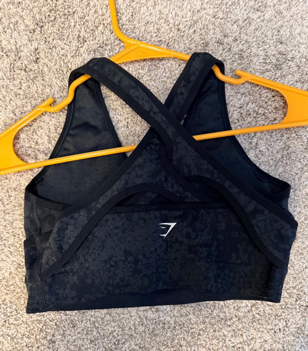 Gymshark black seamless cross-back sports bra size M back